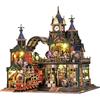 Spilay Rail-Track Secluded City Casa Miniatura DIY in Legno con Luce LED, Kit Casa delle Bambole 3D Puzzle per Adulti, Città Steampunk in Miniatura con Treno Vintage, Decorazione Creativa