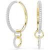 Swarovski Orecchini a cerchio Dextera, Taglio Round, Bianchi, Placcato color oro