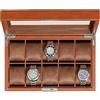 ROTHWELL - Scatola per orologi in pelle con 10 scomparti per orologi - organizer per gioielli - con chiusura a chiave per orologi con grande parte superiore in vetro - Scatola Dell'orologio