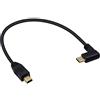 Duttek Cavo USB C a Mini USB, cavo Mini USB a USB C 90 gradi, convertitore USB 3.1 tipo C maschio a mini USB maschio per fotocamera, MP3 e altri dispositivi Mini USB 26 cm