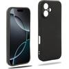 REY Cover in Gel TPU Nera per iPhone 16, Ultra Sottile 0,33 mm, Morbido Flessibile, Custodia Silicone