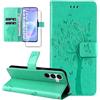 Dcjlbo Cover per Samsung Galaxy A57 5G Custodia in Pelle Portafoglio a Libro con Pellicola Vetro Temperato Porta Carte Motivo Flip Case Antiurto Custodia-Verde