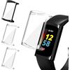 iVoler 3 Pezzi HD Clear Cover con Pellicola Protettiva per Fitbit Charge 6 / Fitbit Charge 5, Copertura Completa Custodia Anti-Graffio Ultra Sottile Morbida TPU Case, 2 Trasparente + 1 Nero