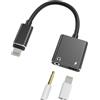 Kefiany Adattatore di ricarica per iPhone da 3,5 mm a jack Lightning (2 in 1) Aux caricatore rapido alimentatore di rete per Apple MFI Fast Charger Splitter Audio spina accessori 14 13 12 11 Pro Max 8 7 Plus
