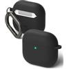 Ringke Silicone Case Compatibile con Cover AirPods 4, Custodia Protettiva Resistente ai Graffi con Moschettone e Portachiavi - Black