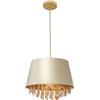 GTV NESTO Lampadario a sospensione, Ø 30 cm, paralume color crema con cristalli, attacco E27, IP20, cavo regolabile in altezza, monoluce, ideale per camera da letto e soggiorno, illuminazione per