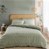 Catherine Lansfield Seersucker - Set copripiumino singolo con federa, colore: verde salvia