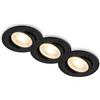 BRILONER - Set di 3 faretti da incasso 230V piatti, orientabili, luce bianca calda, faretto, dimensione foro 68mm, 8x2,2 cm, nero