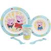 STOR Set Stoviglie per Bambini Peppa Pig - Bicchiere Piatto Ciotola Posate - Plastica Resistente Microonde - Senza BPA - Pasti Bambini