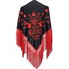 La Senorita La Señorita Foulard cintura chale manton de manila Flamenco scialle di danza nero rosso frangia rosso Large