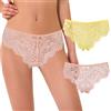 Curve Muse Donne Tanga Perizomi Hipster Biancheria Intima Pizzo Floreale Mutandine-Confezione da 2-Giallo, Rosa-XXL