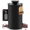 KC Kitchen & Co. Barattolo per caffè ermetico per 500 grammi di chicchi di caffè, in acciaio inox con coperchio sottovuoto e tappo per aromi, contenitore per caffè, tè, zucchero, cereali, nero opaco