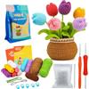 Mecmbj kit uncinetto principianti, Kit Tulipano all'uncinetto, Ornamento in vaso di fiori lavorato a maglia per donna, uncinetto per principianti per adulti con istruzioni video passo (Tulipani)
