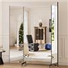 brisafe Specchio Pieghevole 180x180 cm con Ruote - Specchio Corpo Intero a 3 Ante Regolabile, Grande e Resistente per Fitness, Danza e Trucco per Casa e Palestra, Nero