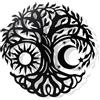 NBEADS Albero di la Vita con Luna e Sole Decorazione da Parete in Metallo, Decorazione da Parete Nera Silhouette Wall Art per La Casa, Camera da Letto, Soggiorno, Cucina, Ufficio, Hotel, 30x30cm