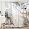 ASDCXZ Tenda da doccia in marmo, 180 x 180 cm, moderna, astratta, grigio, oro, bianco, marrone, effetto marmo, tessuto lavabile, tenda da doccia in poliestere, impermeabile, per vasca da bagno con 12