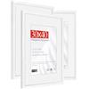 HIMEETIME® 3x Cornice per foto,30x40 cm,Legno di ayous,Bianco，Passepartout 21x30cm,Cornice per 30x40 diploma di grandi dimensioni- Cornice per Grande Quadro,Poster-Solo esposizione da