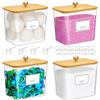 Lifewit 2700 ml Contenitore Detersivo Polvere Con Coperchio in Bambù, Dispenser Detersivo Lavatrice in Plastica, Dosatore Detersivos Lavatrice con Etichette e Cucchiai, Barattoli, Naturale, Set di 4