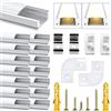 Chesbung 20 Pezzi Led Alluminio Profilo Forma U per Strisce LED, 1meter / 3.3ft Led Alluminio Canale Led Trunking, Profilo LED Striscia Diffusori, Profilo Led In Alluminio Con Copertura Bianca Lattea