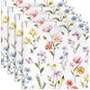 Arquiel Fiori Farfalle Tovaglioli Set di 4, Cotone Riutilizzabili Morbido Tovaglioli Stoffa da Tavola Perfetto per Feste, Cucina, Ristoranti, Primavera Estate Decorare Regalo(45×45cm)