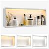 Bernkot Nicchia da parete in acciaio inox con LED, doccia con illuminazione per bagno, nicchia da incasso con regolazione della temperatura del colore per bagno, 30 x 90 x 10 cm, bianco