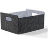 BEHONA Cestino Portaoggetti in Feltro, 31.5x25x15 cm, per Casa/Ufficio/Armadi (Scaffali, Carta A4), Pieghevole e Leggero,Nero-grigio (1 pezzo)