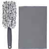 DEARBAG Spazzola in Microfibra per Cerchi, 1 Spazzola Lavacerchi & 1 Panno in Microfibra per Cruscotto, Spazzola Cerchioni in Alluminio e Acciaio Una Pulizia Accurata e Delicata del Cerchione, Nero
