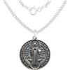 Only faith Collana con medaglia di San Benedetto in argento sterling 925, collana da 45 cm, medaglia da 1,5 cm e 2 cm, doppia faccia con croce di potere., Pequeño, Argento, Non è una pietra preziosa