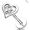 Melighting Orecchino a lobo in argento con retro piatto, filettatura interna, con zirconia cubica, 16G 6MM, Argento, Zirconia cubica