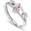 GAZIL Anello Spinner Regolabile a Doppio Strato, Anello Antistress in Argento per Donne con Zirconi Cubici,San Valentino Gioiello Girevole Antistress Regalo per Ragazze e Donne (Rosa)