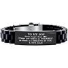 Bling Jewelry Personalizzato a mio figlio coraggio ispiratore ID braccialetto per figlio nipote Step-Son nero in acciaio inox Trim-to-Fit regolabile in gomma siliconica Comfort Fit braccialetto