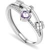 GAZIL Anello Spinner a Due Strati Regolabile, Anello Argento Antistress per Donne con Zirconi Cubici, Gioiello Girevole per Sollievo dallo Stress,San Valentino Regalo per Ragazze e Donne (Viola)