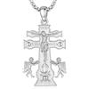 EUDORA Harmony Ball Argento Sterling S925 Caravaca Croce Collana per Donna Uomo, Amuleto Energia Caravaca Croce Ciondolo Croce di Gesù Gioielli Cristiani Regalo, 22+2