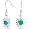 Bling Jewelry Irradiance Verde Creato Opale Estate Divertimento Sunburst Orecchini Pendenti Per Le Donne Adolescenti .925 Sterling Silver Fish Wire