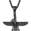 U7 Collana Pendente Faravahar Iraniano Cindolo + Catena di Grano Lunghezza Regolabile Larghezza 3 MM Sottile Acciaio Inox con Confezione Stile Hip Hop Punk Collana Uomo Nero