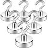 Neosmuk - Ganci magnetici da 28 kg, base lavorata a CNC, ideale per griglia, asciugamani, cucina, porta chiavi, casa, ufficio, frigorifero, da appendere in interni, colore bianco argenteo (6)