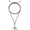 Uno de 50 | Ciondolo | Placcato in argento sterling | Cordone effetto seta | Cuore con cristallo grigio | Gioiello artigianale | Made in Italy, Talla Única, Argento Sterling, Nessuna pietra preziosa