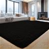 Aspire Homeware - Tappeto per soggiorno grande 200x290 cm - Tappeto nero soffice - Tappeto per zona giorno e camera da letto, grande, moderno, shaggy, super morbido, antiscivolo, pelo spesso