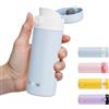 Exllena Borraccia Termica Piccola 220ml - Bevi con Una Sola Mano - Mini Borraccia Termica da Borsetta, 100% A Tenuta Stagna, Portatile per Viaggio, Ufficio, Auto e Scuola(Blu/Bianco)