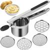ACOMTUO Schiacciapatate con 4 Setacci intercambiabili,Schiacciapatate Acciaio Inox,Pressa per Patate,Acciaio Inox per Purè di Patate, Frutta, Verdure, Bébé, Limone