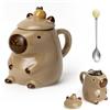 XRVRILE Tazza Capibara in Ceramica 450 ml con Cucchiaio - Mug Capybara Carino per Caffè e Tè, Tazza Animale da Ufficio, Senza Piombo, Lavabile in Lavastoviglie, Idea Regalo per Fan Capibara