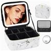 Suupvaor Borsa per il trucco da viaggio con specchio illuminato Partizionabile Makeup Train Case Cosmetic Make up Organizer Bag con 3 modalità di colore Dimming Light up Mirror