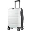 KROSER Bagaglio a mano rigido, bianco, 35,8 x 23,6 x 54,6 cm