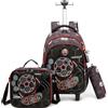 HTgroce Zaino Trolley Scuola Elementare Bambino (Calcio) - Grande Zaino con Ruote per Ragazzi & Cartella Scolastica - Bagaglio a Mano per Scuola & Viaggi