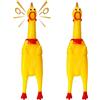 XFLYP 2 Pezzi 17CM Giocattolo di Pollo Urlando di Gomma Giallo Novità del Giocattolo del Pollo Squittio in Gomma Resistente, Strumento di Decompressione