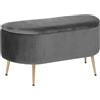 Generico Panca in Velluto Grigio con Piedi Oro Dimensione 100 cm