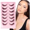 Glowing Win Ciglia Finte Naturali Wispy Cat Eye lashes 7 Paia Faux Mink Fluffy Eyelashes Riutilizzabili Occhio di Gatto Ciglia Finte Fake Lashes Fatte a Mano False Eyelashes