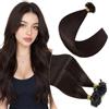 Elailite Extension Capelli Veri Cheratina 100 Ciocche 50g U Tip Hair Naturali Indiani 60cm #2 Marrone Scuro