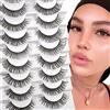 Glowing Win 3D Ciglia Finte Naturali Corte Wispy Russian Lashes 10 paia Russian Strip Lashes Cat Eye Lashes Riutilizzabili Ciglia Finte Russe Russian Eyelashes Fatte a Mano Fake Lashes False Eyelashes