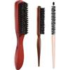 VEOIRXU 3 Pezzi Spazzola Setole Cinghiale Mini Spazzole Rotonde Per Capello Setole Morbide Per Barba Cinghiale Morbide Per Capelli Donne Uomini Per Styling dei Capelli Sottili Corti Frangia Barba